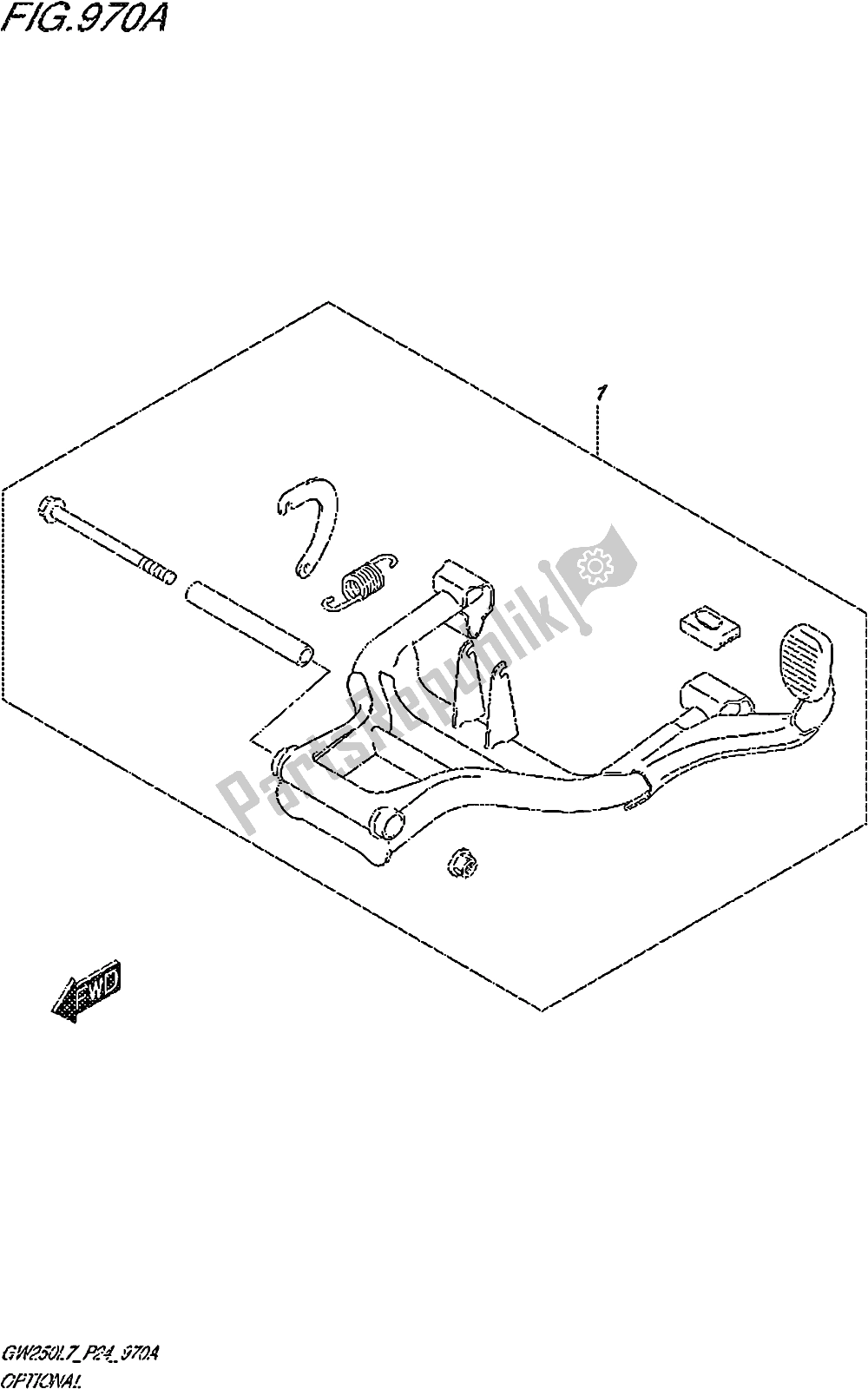 All parts for the Fig. 970a Optional (center Stand Set) of the Suzuki GW 250Z 2017