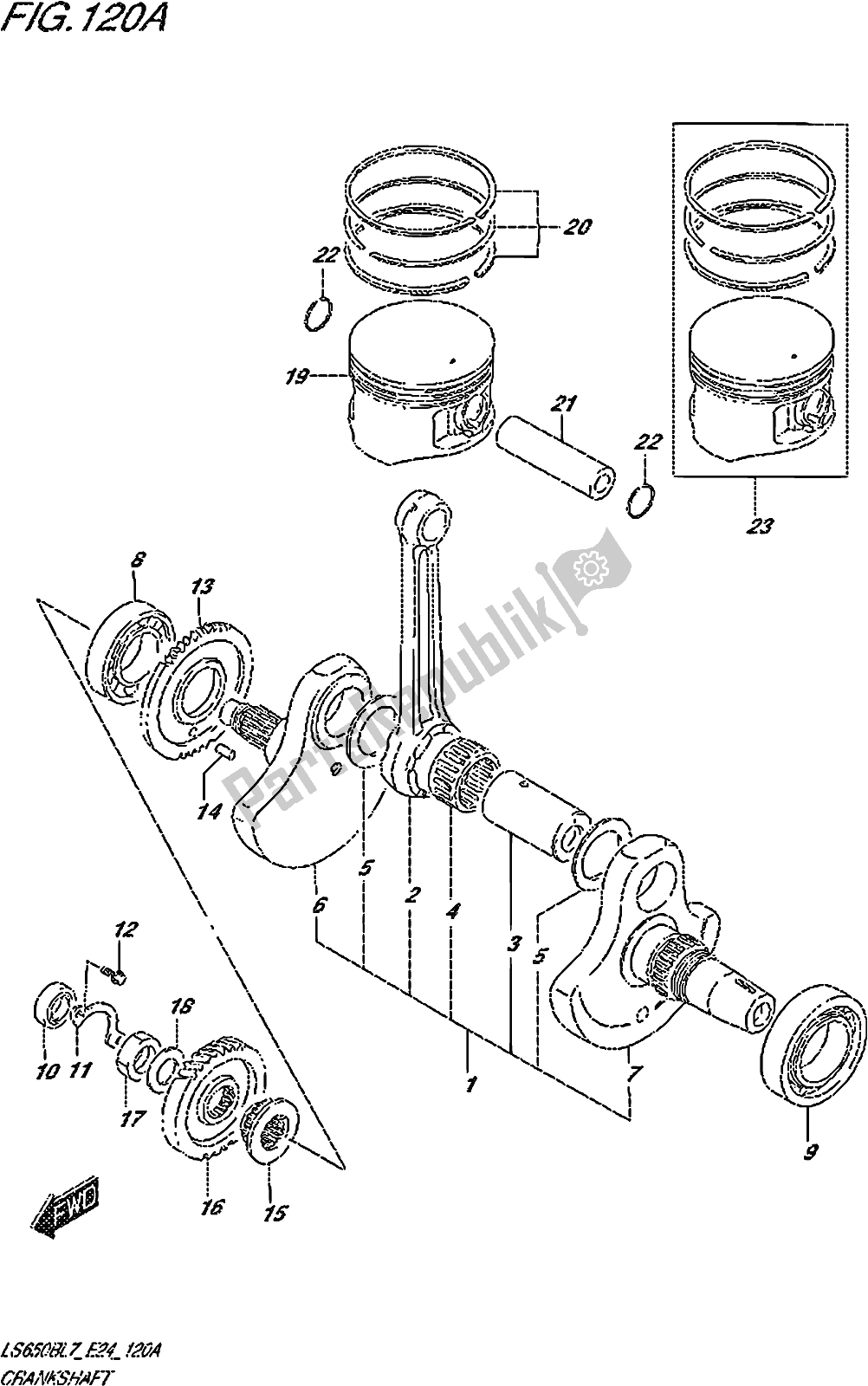 Todas las partes para Fig. 120a Crankshaft de Suzuki LS 650B 2017