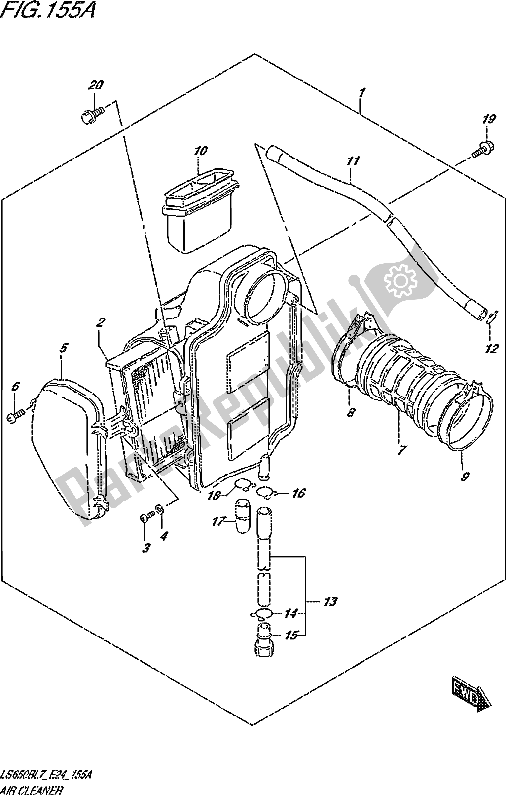 All parts for the Fig. 155a Air Cleaner of the Suzuki LS 650B 2017