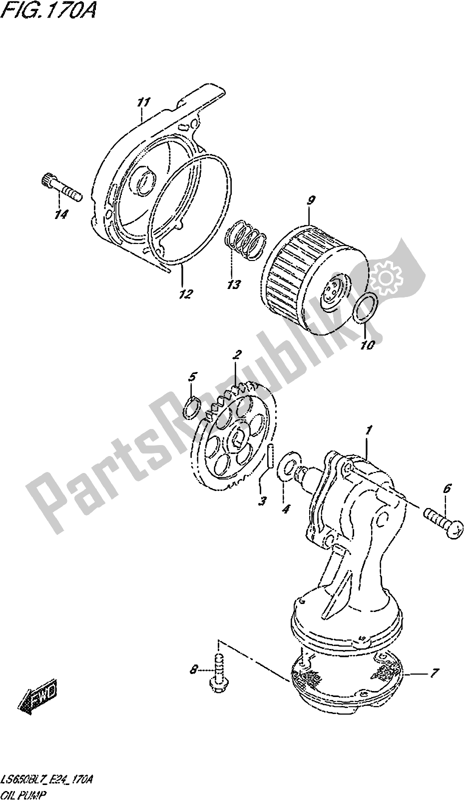 Alle onderdelen voor de Fig. 170a Oil Pump van de Suzuki LS 650B 2017