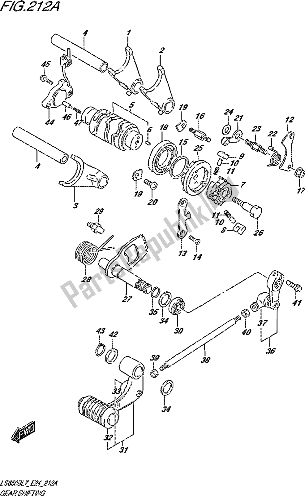 All parts for the Fig. 212a Gear Shifting of the Suzuki LS 650B 2017