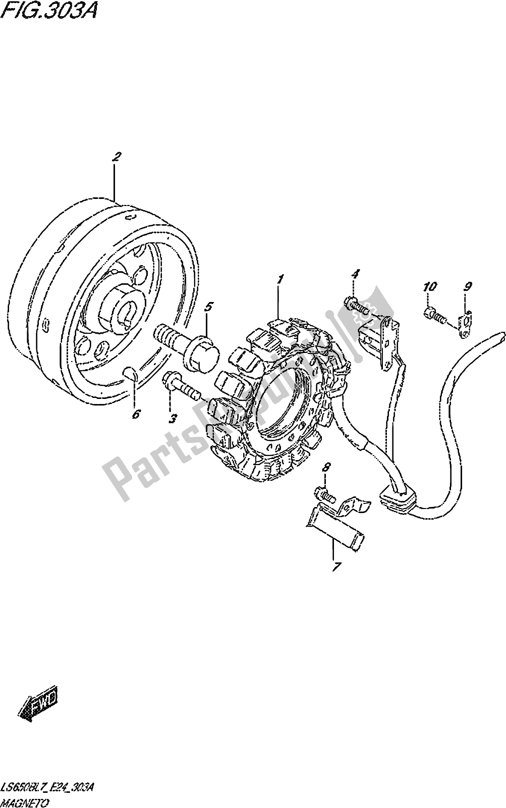 All parts for the Fig. 303a Magneto of the Suzuki LS 650B 2017