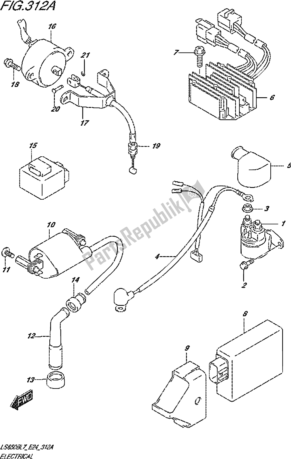 All parts for the Fig. 312a Electrical of the Suzuki LS 650B 2017