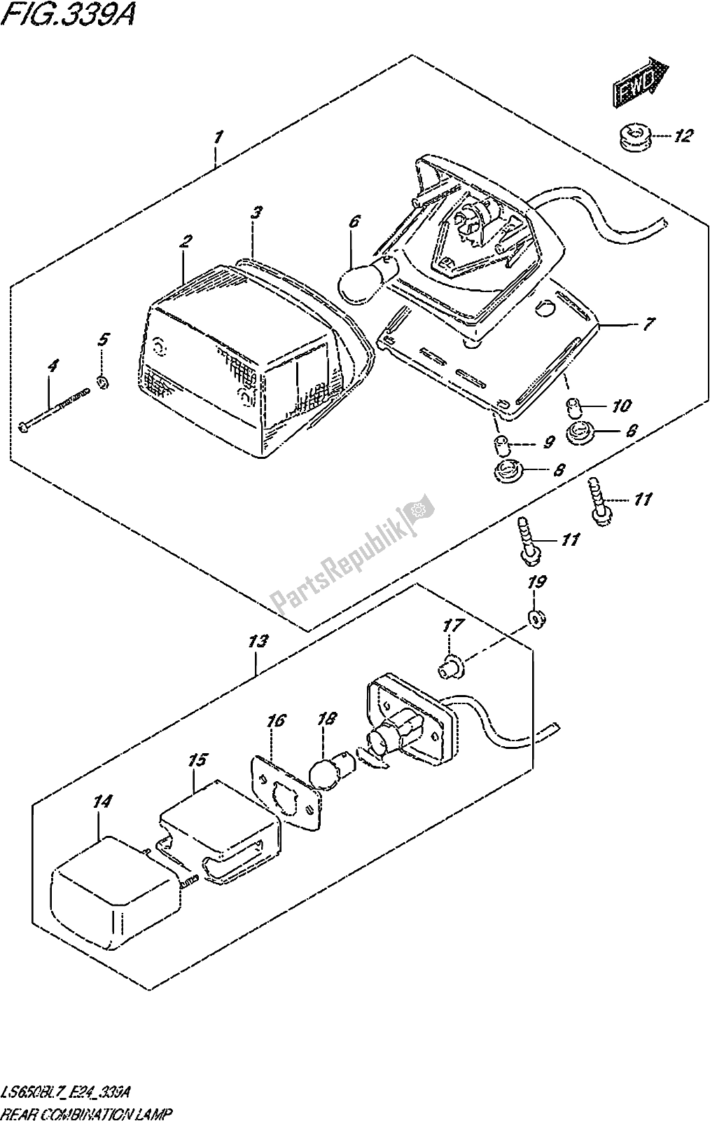 Todas las partes para Fig. 339a Rear Combination Lamp de Suzuki LS 650B 2017