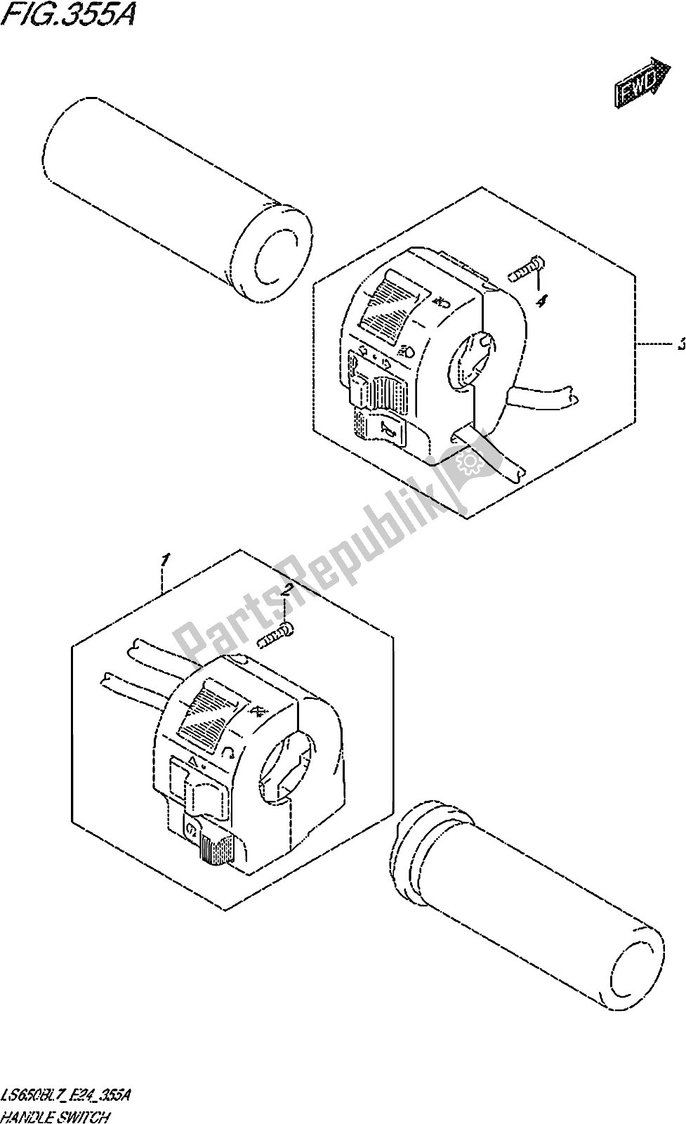 All parts for the Fig. 355a Handle Switch of the Suzuki LS 650B 2017