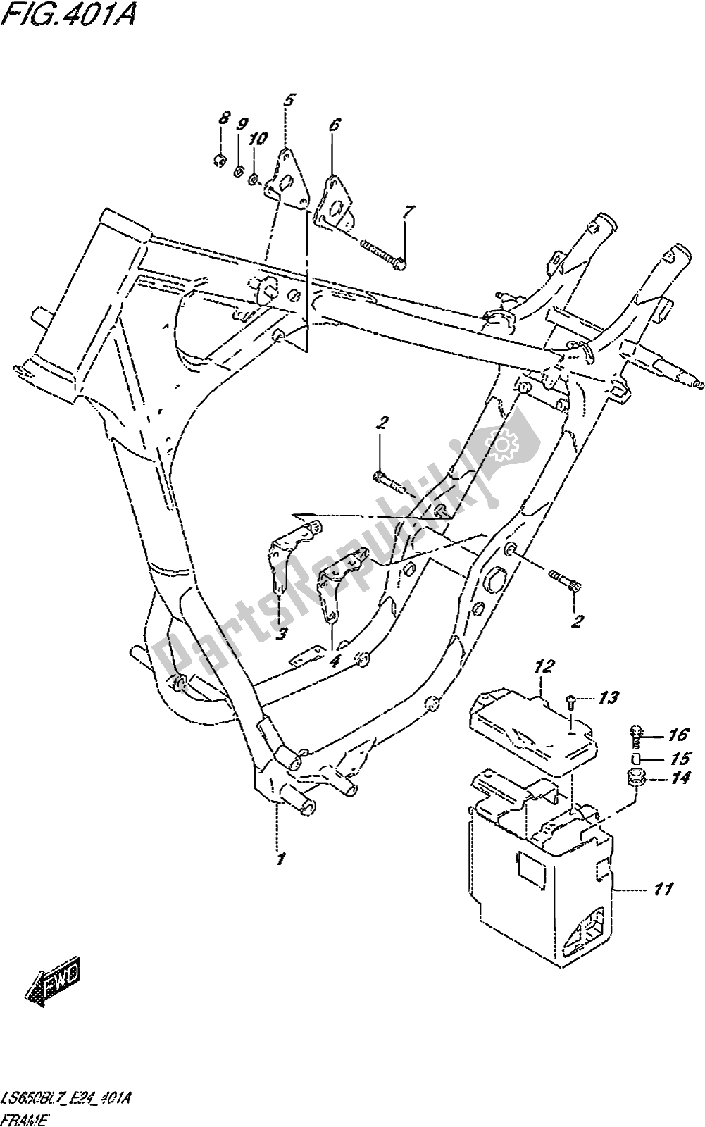 All parts for the Fig. 401a Frame of the Suzuki LS 650B 2017