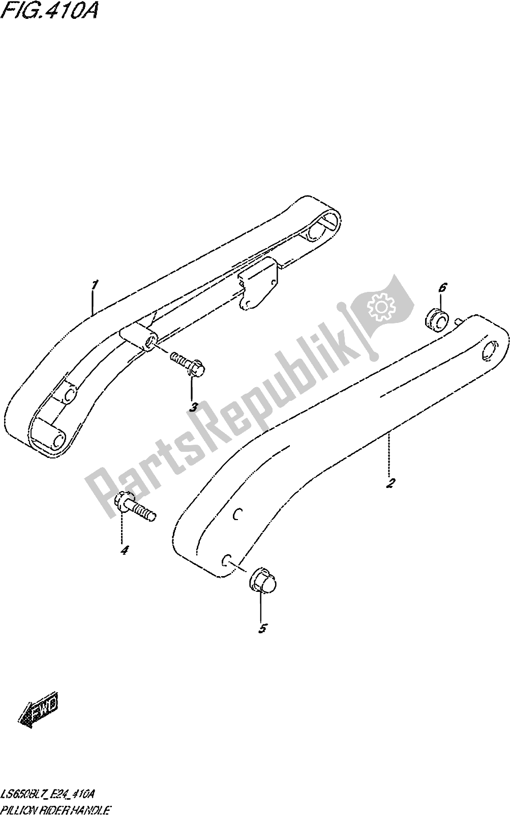 All parts for the Fig. 410a Pillion Rider Handle of the Suzuki LS 650B 2017