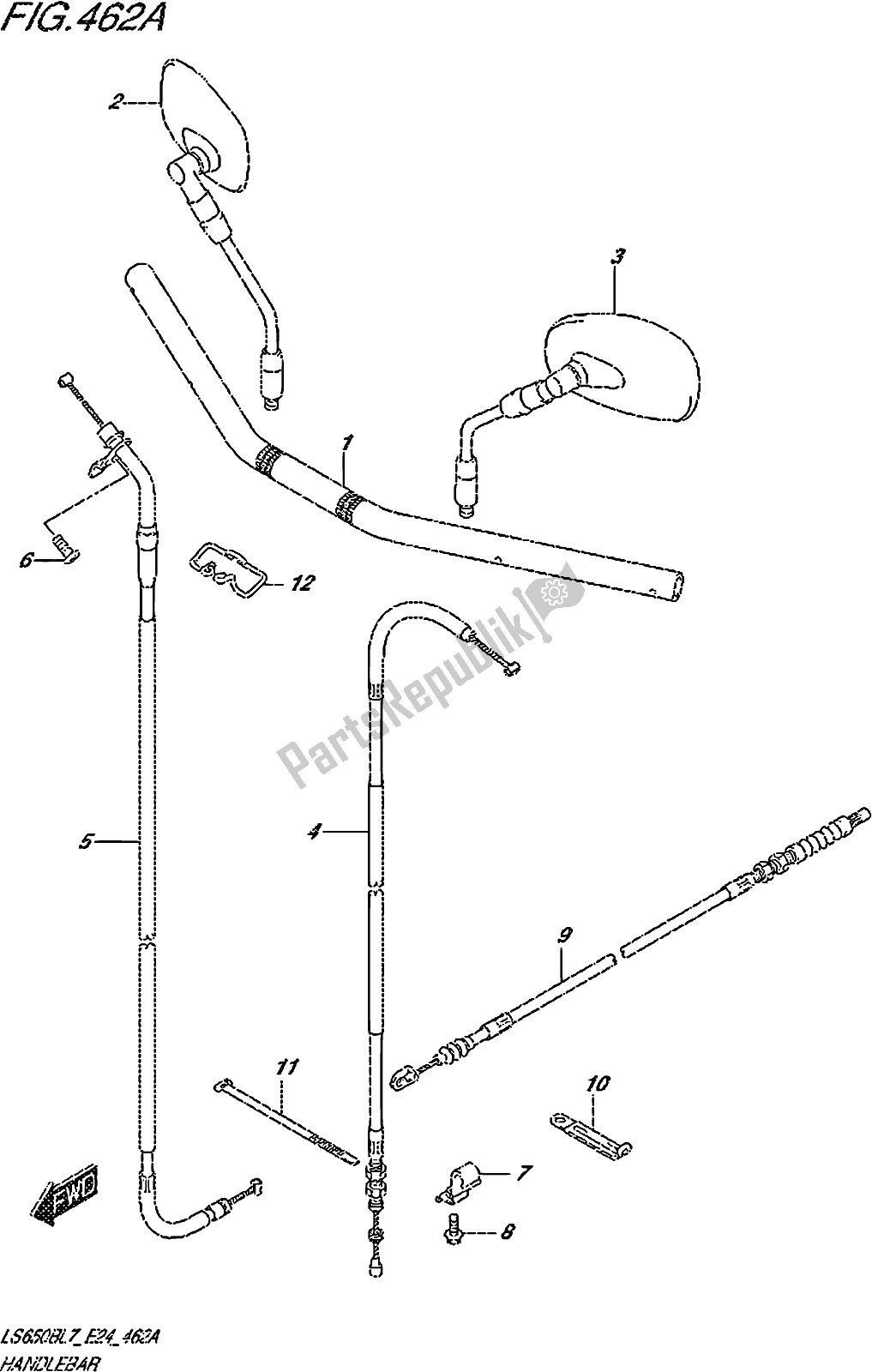 All parts for the Fig. 462a Handlebar of the Suzuki LS 650B 2017