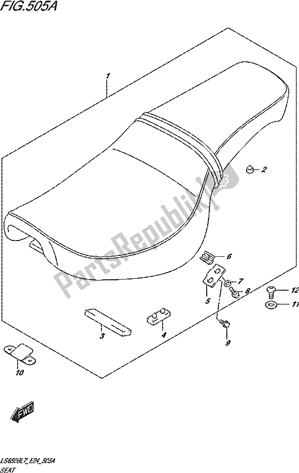 All parts for the Fig. 505a Seat of the Suzuki LS 650B 2017