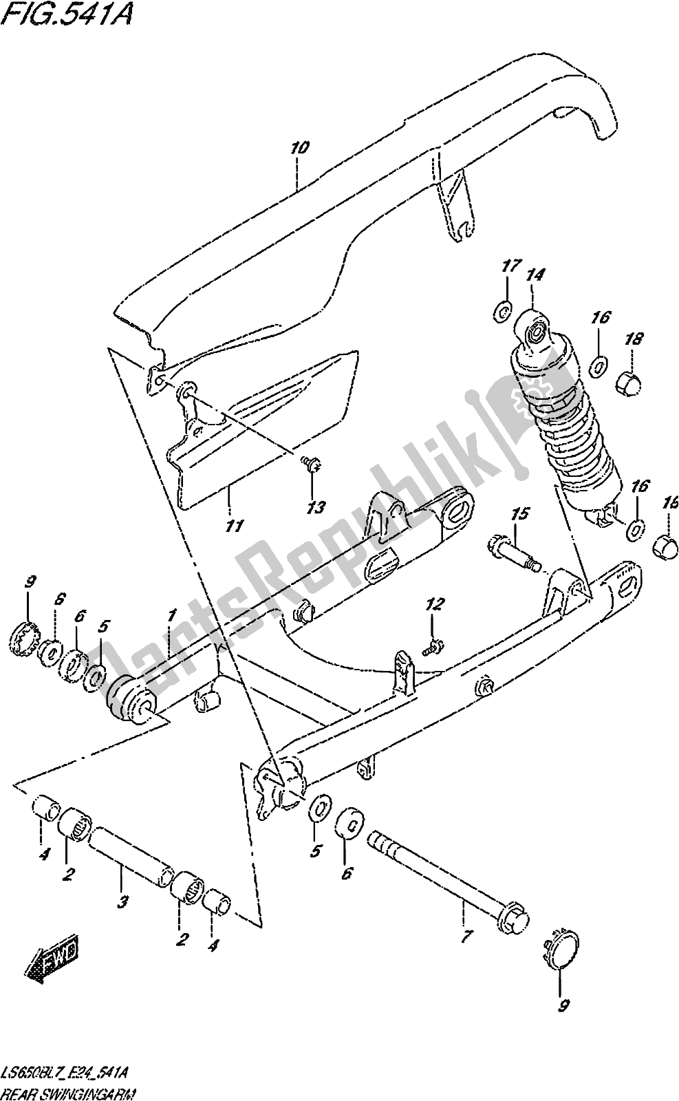 Todas las partes para Fig. 541a Rear Swingingarm de Suzuki LS 650B 2017