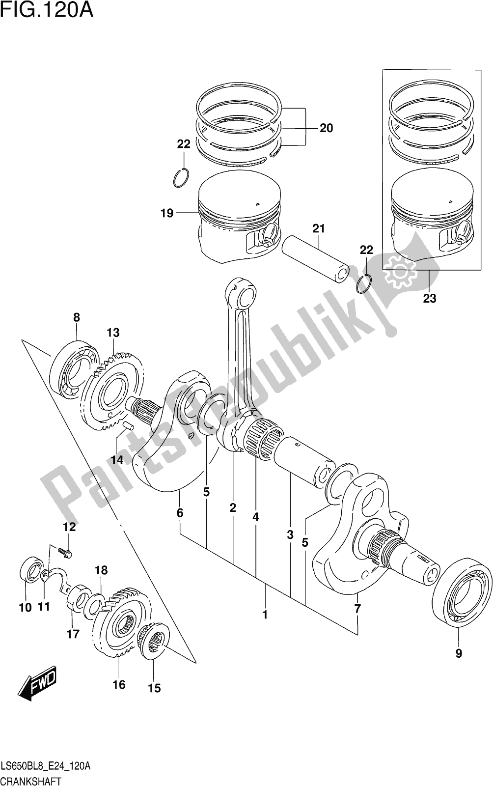 Tutte le parti per il Fig. 120a Crankshaft del Suzuki LS 650B 2018