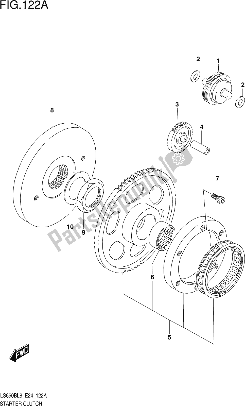 Alle onderdelen voor de Fig. 122a Starter Clutch van de Suzuki LS 650B 2018