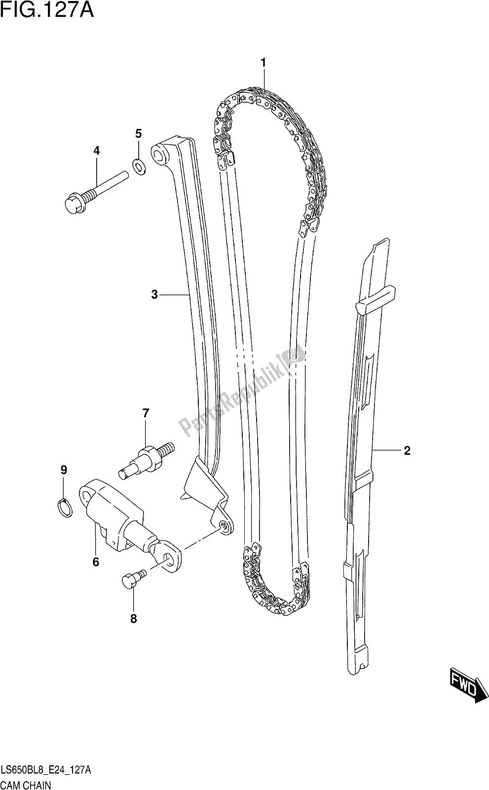 All parts for the Fig. 127a Cam Chain of the Suzuki LS 650B 2018