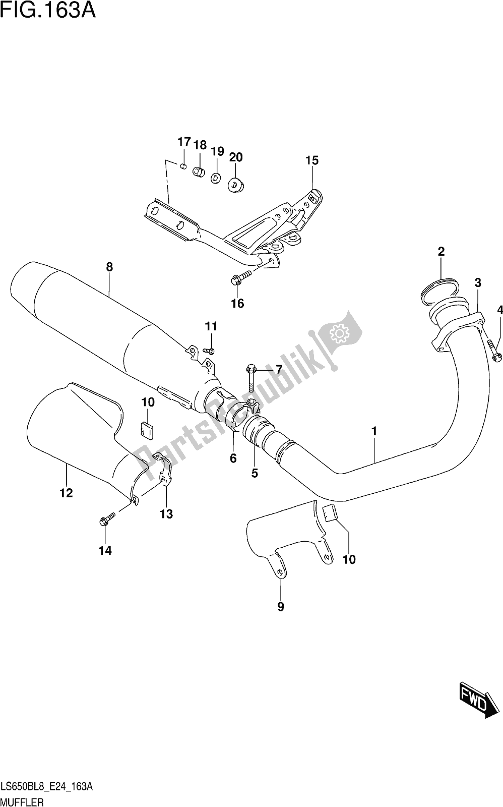 Toutes les pièces pour le Fig. 163a Muffler du Suzuki LS 650B 2018