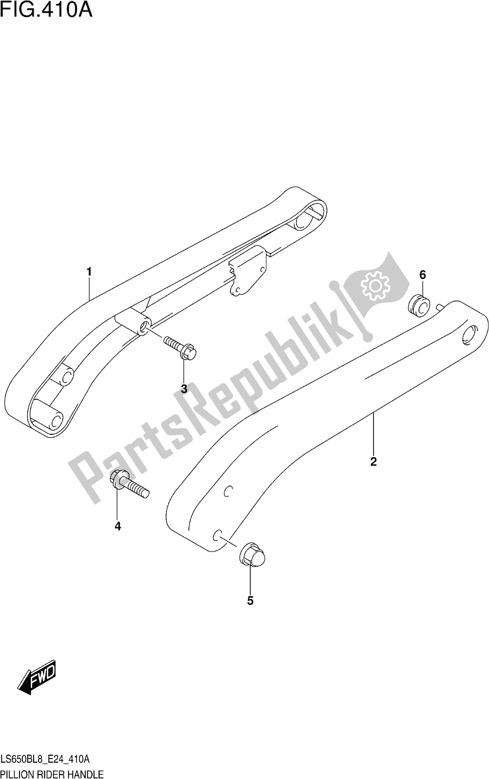 All parts for the Fig. 410a Pillion Rider Handle of the Suzuki LS 650B 2018