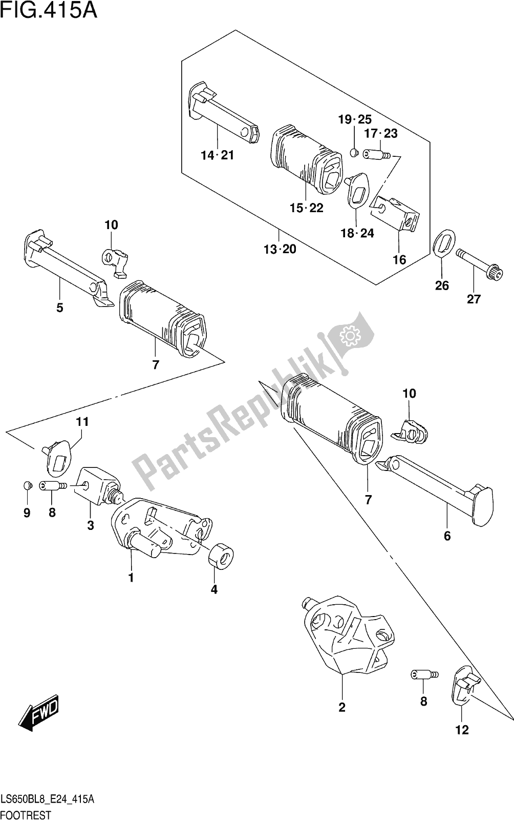 Tutte le parti per il Fig. 415a Footrest del Suzuki LS 650B 2018