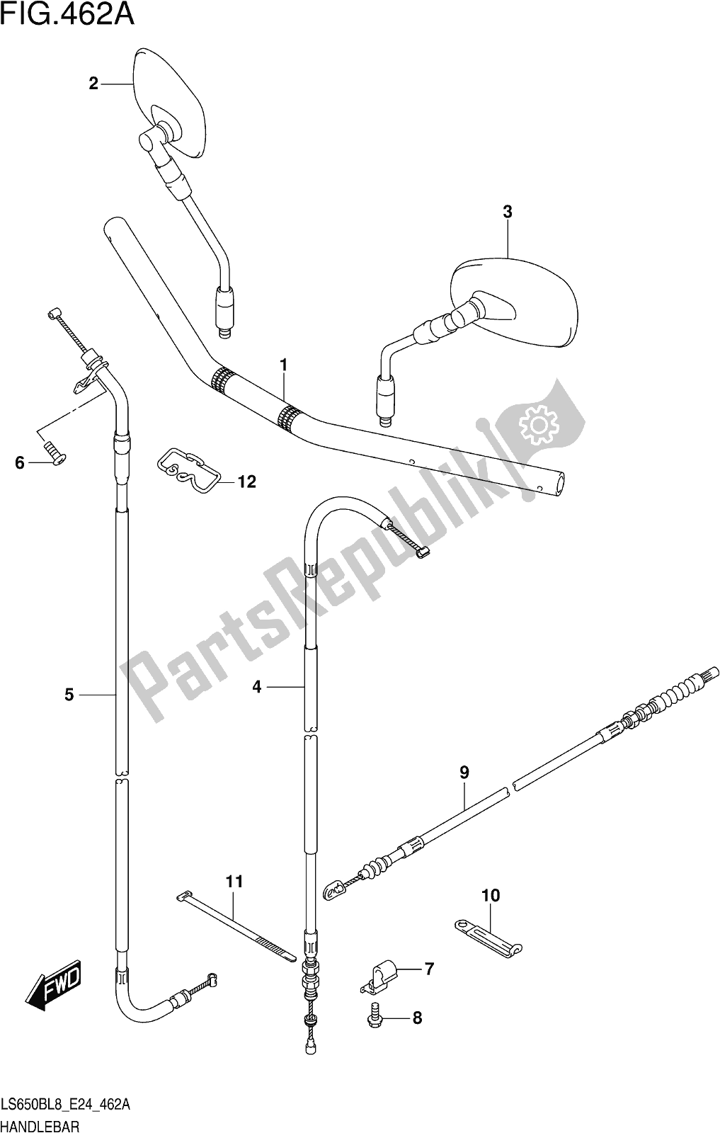All parts for the Fig. 462a Handlebar of the Suzuki LS 650B 2018