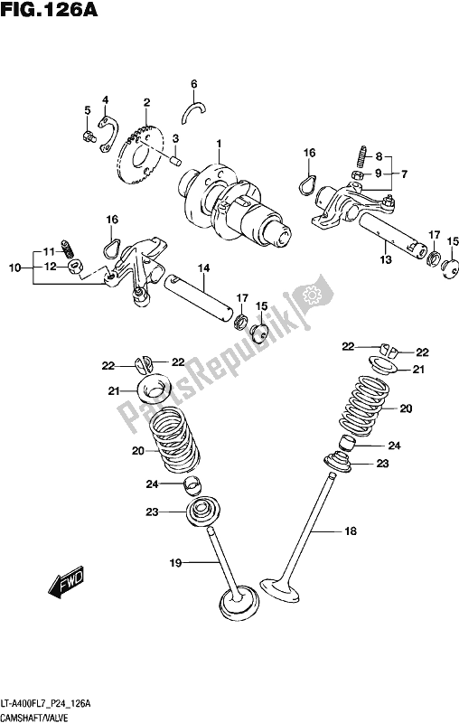 All parts for the Camshaft/valve of the Suzuki LT-A 400F 2017