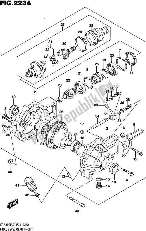 Alle onderdelen voor de Laatste Kegelwiel (voorzijde) van de Suzuki LT-A 400F 2017