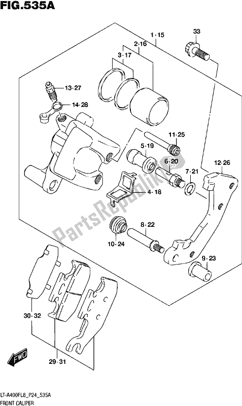 Tutte le parti per il Pinza Anteriore del Suzuki LT-A 400F 2018