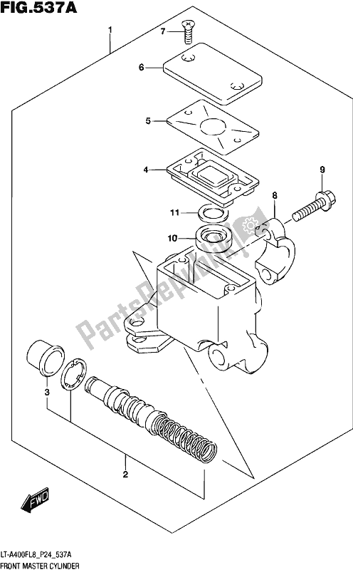 All parts for the Front Master Cylinder of the Suzuki LT-A 400F 2018