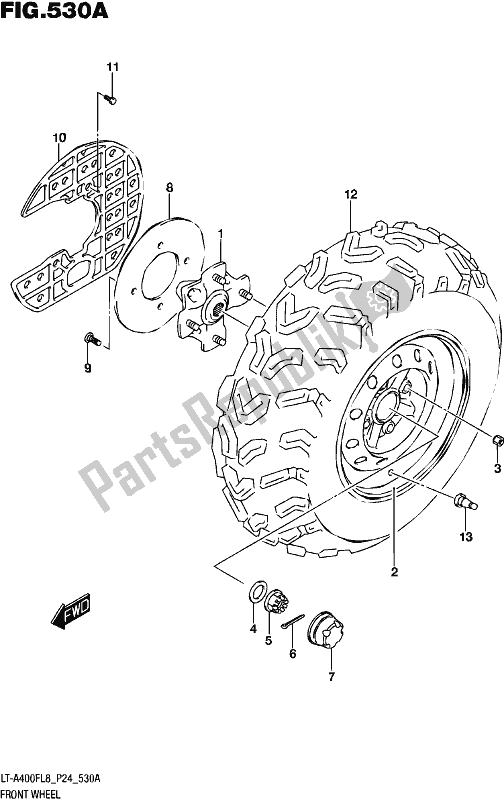 Tutte le parti per il Ruota Anteriore del Suzuki LT-A 400F 2018