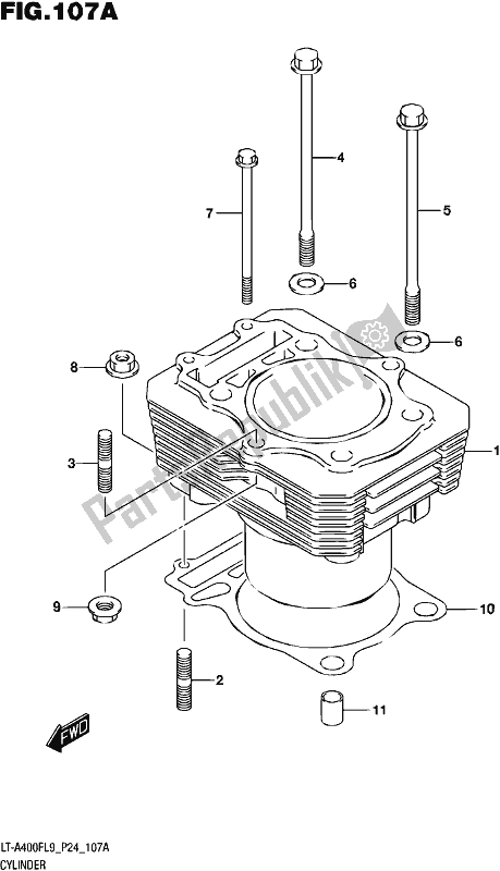 Alle onderdelen voor de Cilinder van de Suzuki LT-A 400F 2019