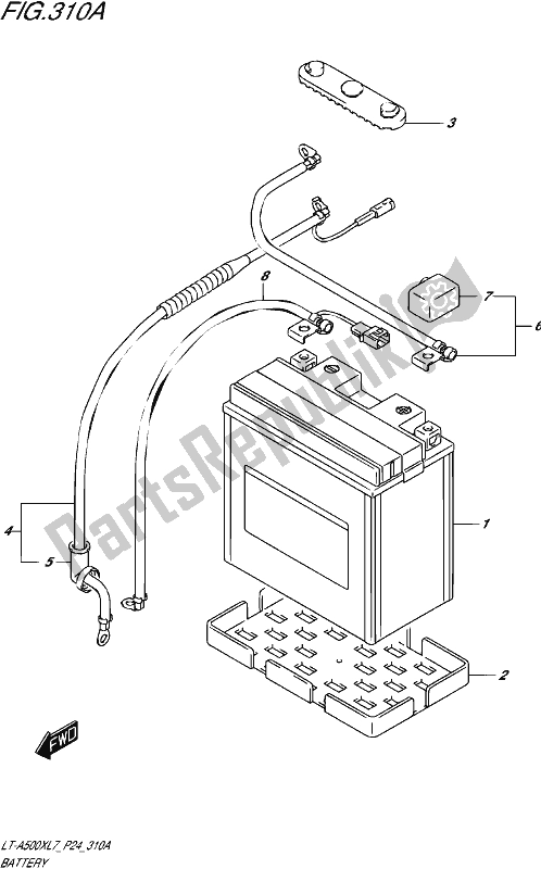 All parts for the Battery of the Suzuki LT-A 500X 2017