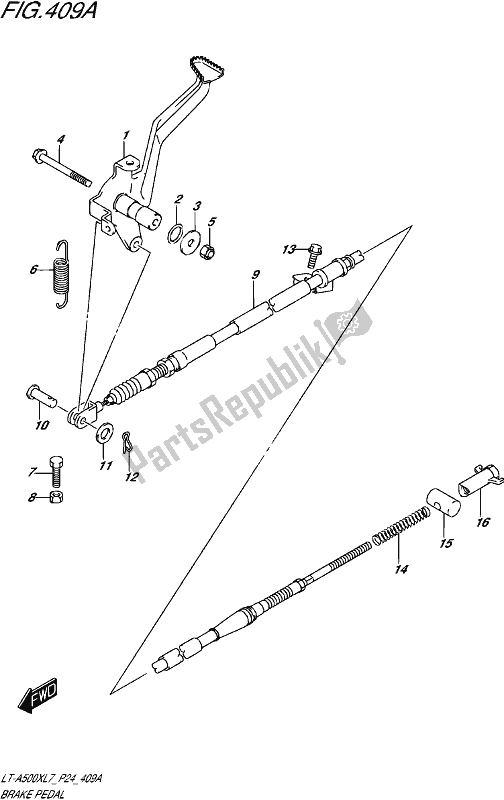 All parts for the Brake Pedal of the Suzuki LT-A 500X 2017