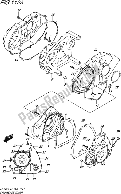 All parts for the Crankcase Cover of the Suzuki LT-A 500X 2017