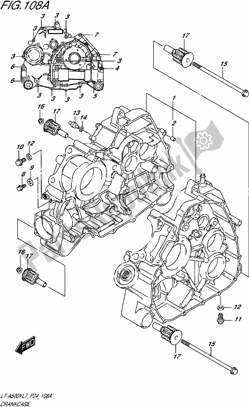 All parts for the Crankcase of the Suzuki LT-A 500X 2017