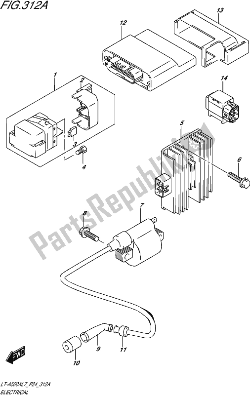 All parts for the Electrical of the Suzuki LT-A 500X 2017