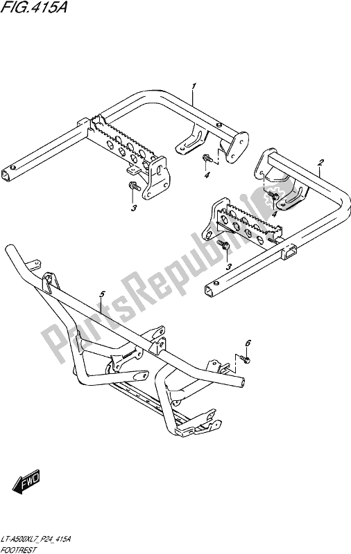All parts for the Footrest of the Suzuki LT-A 500X 2017