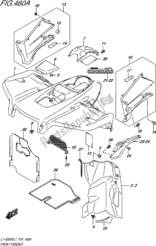 Toutes les pièces pour le Garde-boue Avant du Suzuki LT-A 500X 2017