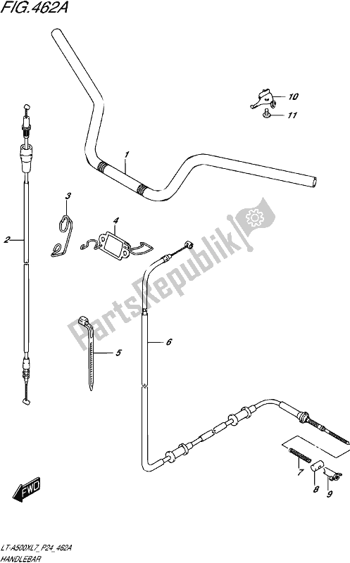 All parts for the Handlebar of the Suzuki LT-A 500X 2017