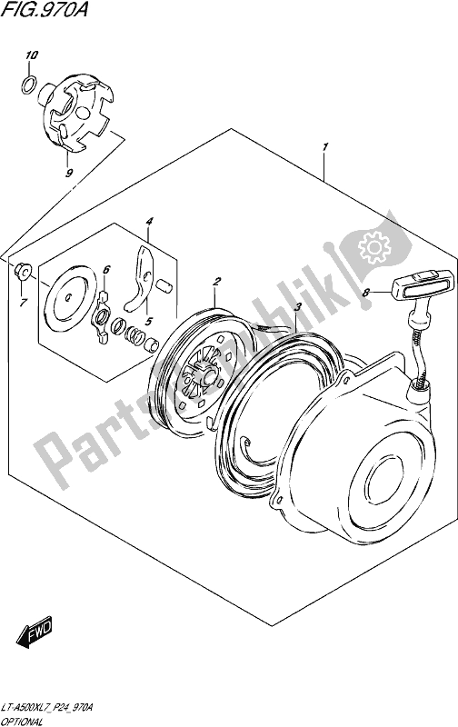 All parts for the Optional (recoil Starter) of the Suzuki LT-A 500X 2017