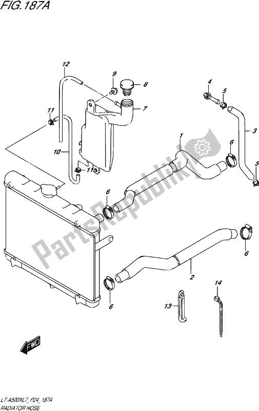 All parts for the Radiator Hose of the Suzuki LT-A 500X 2017