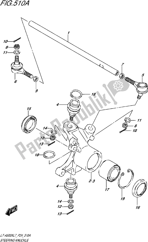 All parts for the Steering Knuckle of the Suzuki LT-A 500X 2017