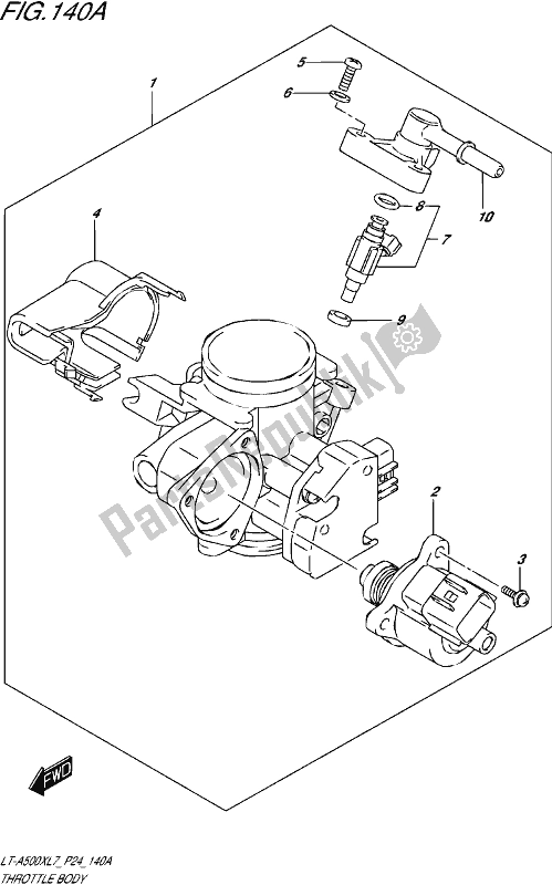 All parts for the Throttle Body of the Suzuki LT-A 500X 2017