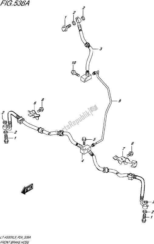 Tutte le parti per il Tubo Freno Anteriore del Suzuki LT-A 500X 2019