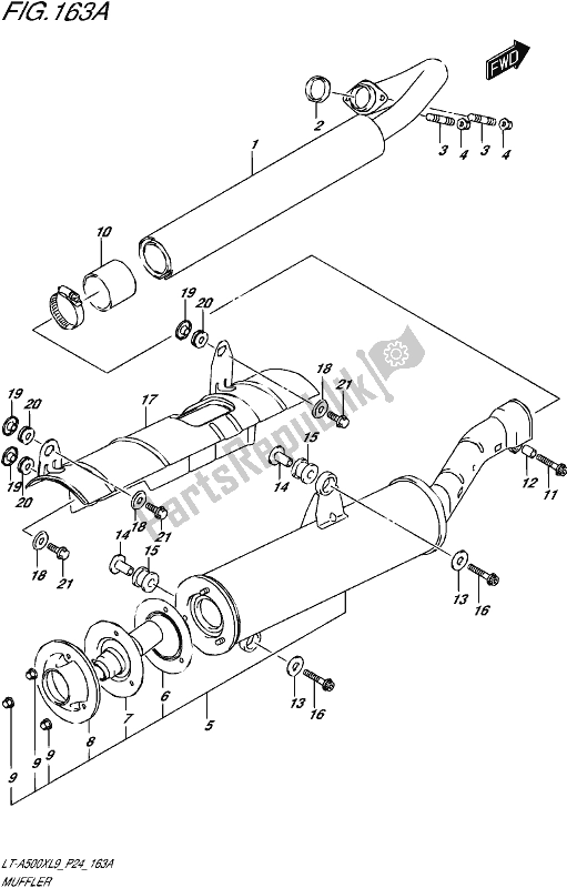 Tutte le parti per il Silenziatore del Suzuki LT-A 500X 2019