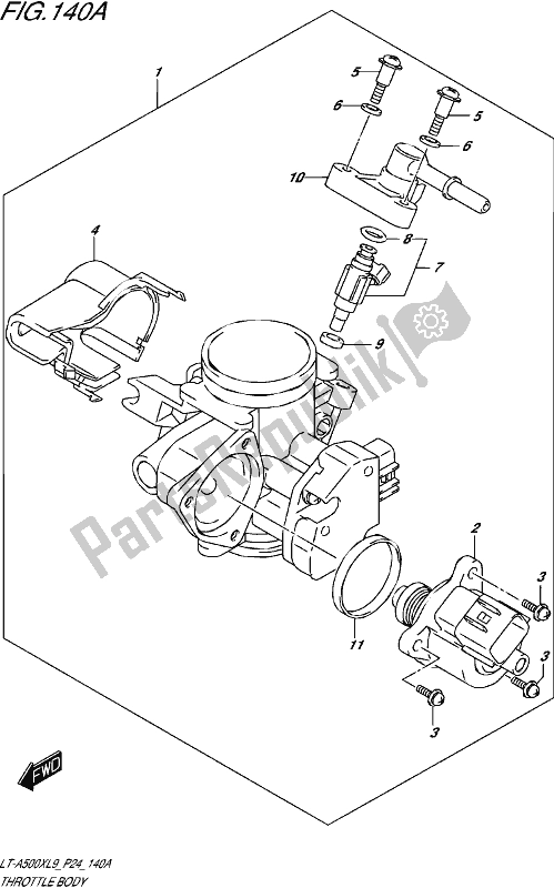 Alle onderdelen voor de Gasklephuis van de Suzuki LT-A 500X 2019