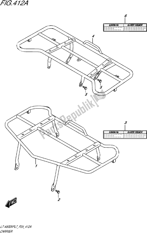 All parts for the Carrier of the Suzuki LT-A 500 XP 2017