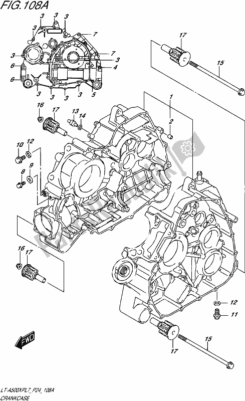 All parts for the Crankcase of the Suzuki LT-A 500 XP 2017