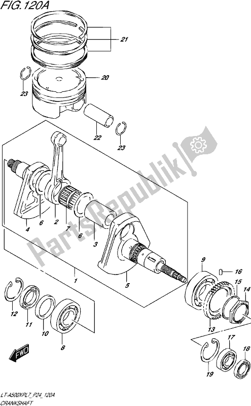 All parts for the Crankshaft of the Suzuki LT-A 500 XP 2017