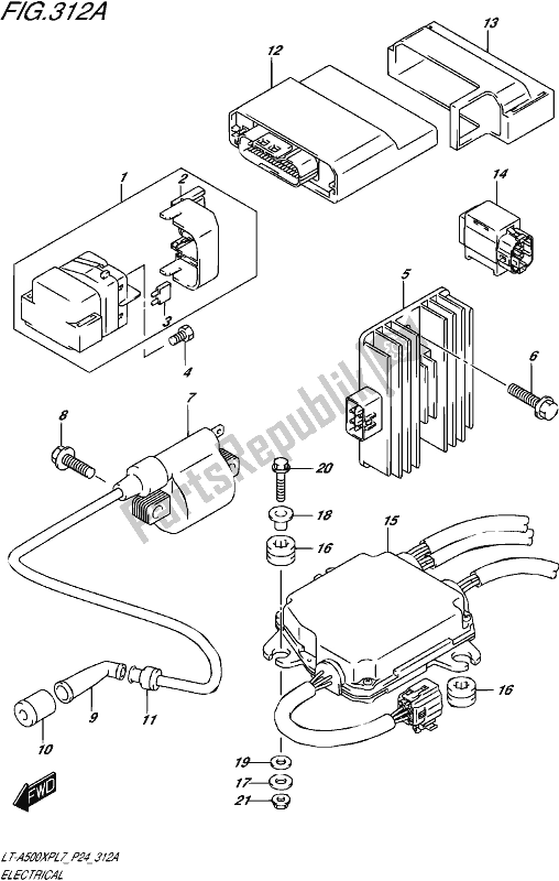 All parts for the Electrical of the Suzuki LT-A 500 XP 2017