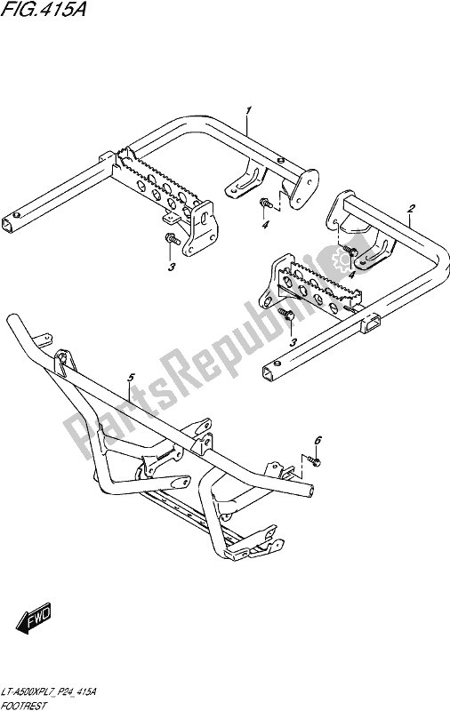 All parts for the Footrest of the Suzuki LT-A 500 XP 2017