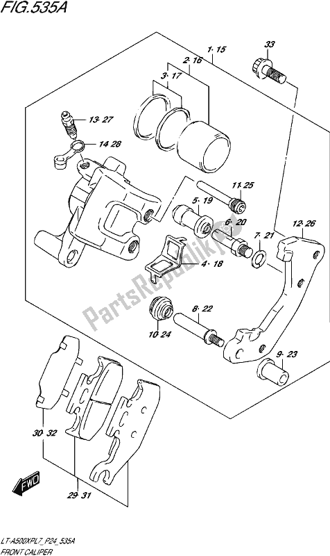 All parts for the Front Caliper of the Suzuki LT-A 500 XP 2017