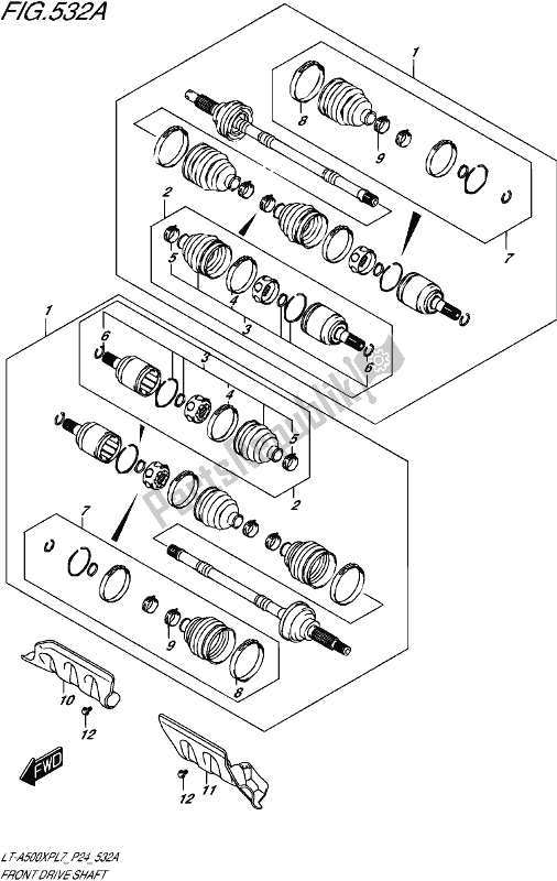 All parts for the Front Drive Shaft of the Suzuki LT-A 500 XP 2017