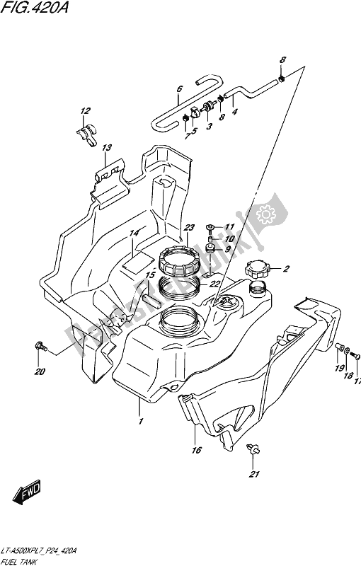 All parts for the Fuel Tank of the Suzuki LT-A 500 XP 2017